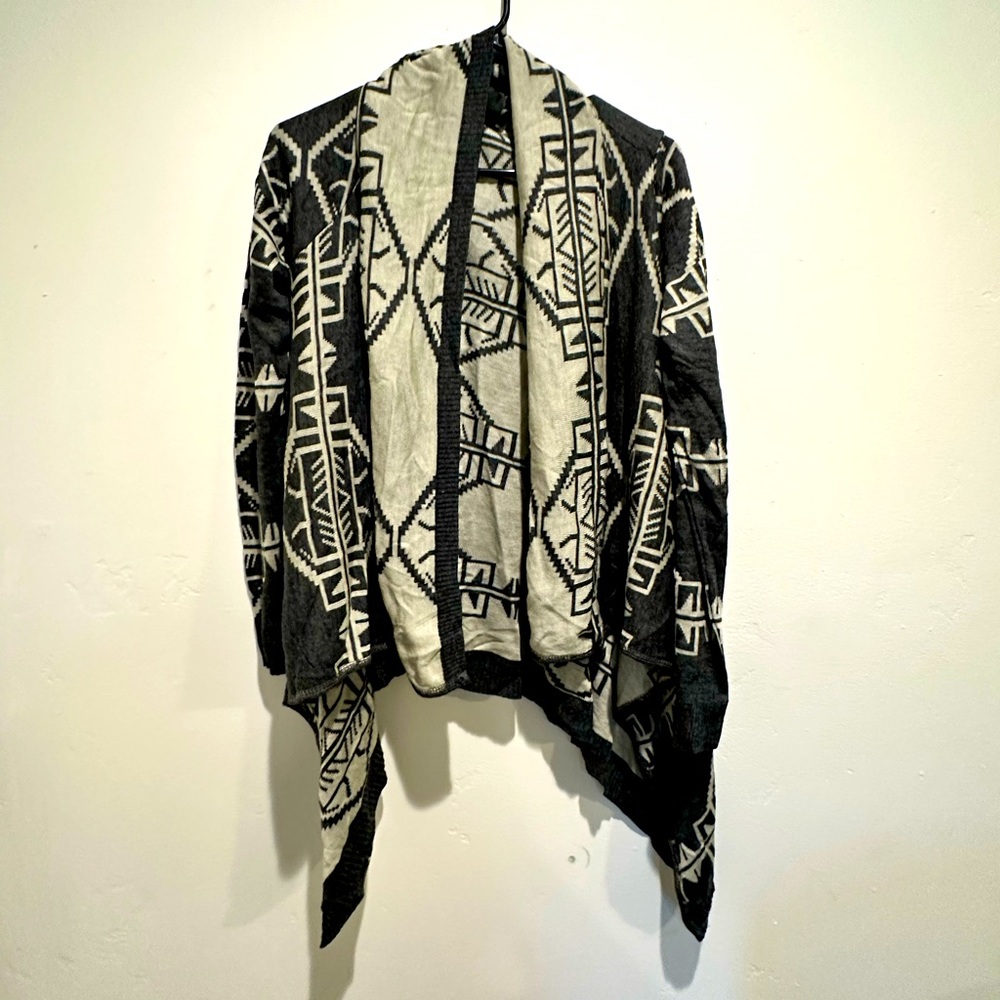 Wet Seal Southwest Long Sleeve Open Front Drape Cardigan Sz Medium New